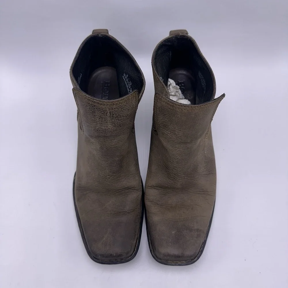 Born Rachelle Brown‎ Leather Western Ankle Booties Women's Size 8 W21354 Square